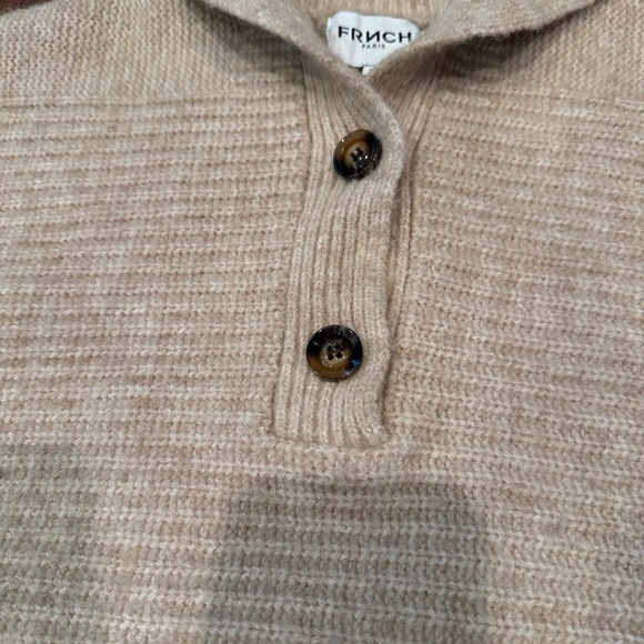 FRNCH Paris Wool Blend Tan Sweater Vest, Size Medium - Picture 3 of 10